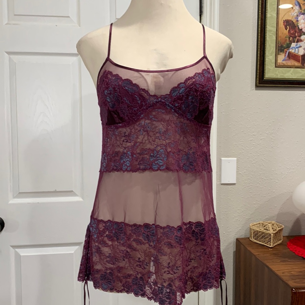 VICTORIA'S SECRET Purple Blue Silk Lace Lingerie